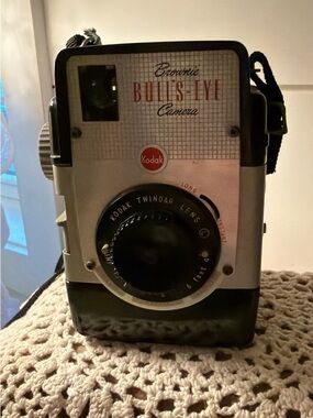 Kodak Brownie Bulls-Eye Camera in Black and Silver with Red Badge